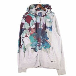 Desigual man デシグアル マン 通年 にじみプリント★ フルジップ スウェット フーディー パーカー Sz.XL　メンズ 大きい　E3T02980_C#I