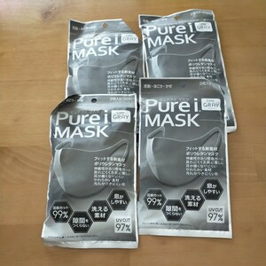 Pure i MASK ビュアアイマスク　ポリウレタンマスク　グレー　３枚入り４袋　未使用　花粉　ホコリ　風邪　ピッタマスク