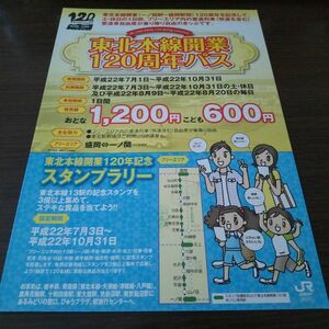 JR東日本・東北本線開業120周年・スタンプラリーシート（スタンプコンプ）