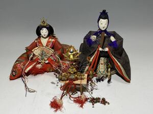 GM1kj① 古い雛人形　内裏雛　雛祭り　共箱　日本人形 着物 アンティーク　