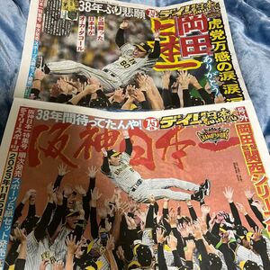 阪神タイガース　日本一　デイリースポーツ号外&翌日関東版朝刊　日本シリーズ 