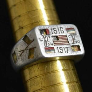 アンティーク メタル製 象嵌細工 1910年代 アンティークリング/指輪 象嵌にロストあり 本物保証