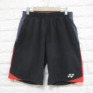 【YONEX】ヨネックス◆薄手/ベリークール ハーフパンツ ショートパンツ(黒×グレー×赤)◆Mサイズ @680