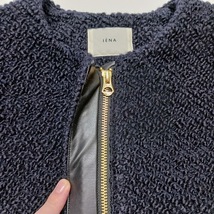 IENA イエナ Boucle Wool Trapaze ブークレウールトラペーズコート ノーカラーコート ネイビー系 定価60500円_画像7