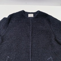 IENA イエナ Boucle Wool Trapaze ブークレウールトラペーズコート ノーカラーコート ネイビー系 定価60500円_画像4