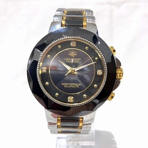 ジョンハリソン JH-024M 電波ソーラー 4Pダイヤ セラミック 時計 腕時計 メンズ☆0301