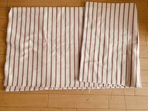 ★生地　布　ストライプ　赤　コットン？　112ｃｍ×390ｍ