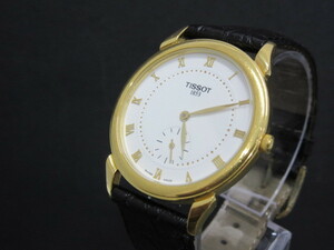 ブランド祭 時計祭 TISSOT ティソ 1853 A280 スモセコ クオーツ 稼働品 純正革ベルト メンズ腕時計
