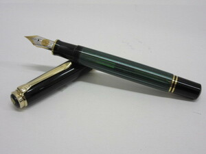 文具祭 美品 ③ PELIKAN ペリカン 万年筆 スーベレーン M800 緑縞 ペン先 18C-750 F ケース付き 筆記用具