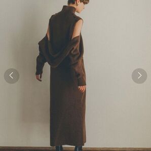 2way opensleeveknit onepiece ブラウン CLANE