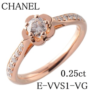 シャネル ダイヤ リング カメリア ダイヤ0.25ct E-VVS1-VG #48 AU750PG GIA鑑定書 箱 新品仕上げ済 CHANEL【15325】