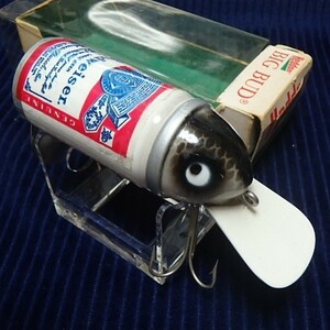 デカバス捕獲の禁じ手 オールド ヘドン ビッグバド ルアー 箱入 OLD Heddon BIGBUD BUDWEISER Beer Can Lure!