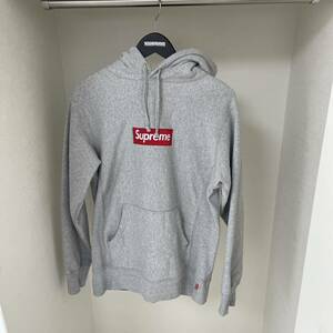 中古品 Supreme Box Logo Hooded Sweatshirt Heather Greyシュプリーム ボックス ロゴ フーディー スウェットシャツ グレー サイズ S