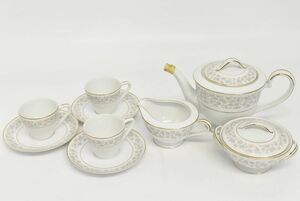 (76M 0108M17) 1円～ 未使用 Noritake ノリタケ 茶器セット コーヒーカップ＆ソーサー 3客 ポット シュガーポット クリーマー 洋食器