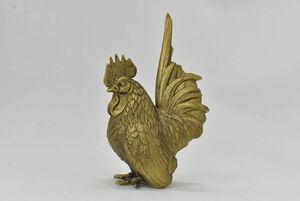 (702S 0111S13) １円～ 金属製 鶏置物 干支置物 金属工芸 インテリア 飾り物 アンティーク