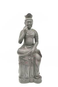 (692P 0104S13) １円～ 弥勒菩薩半跏思惟像 木製 仏教美術 置物 インテリア 時代木彫