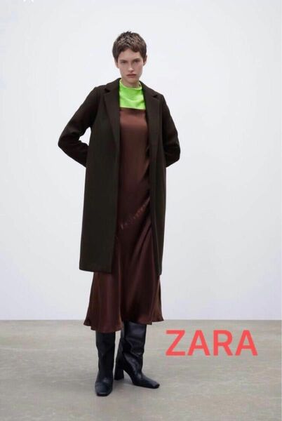 ZARA チョコレート　チェスター　コート