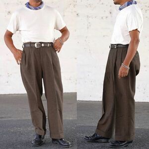 定価30,800円 美品 The Groovin High LOT.405 40s Herringbone Trousers 2タック ヘリンボーン ウール パンツ BROWN