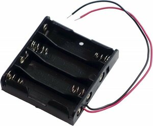バッテリーホルダーケース　電池ケース　単３電池４本用　直列接続　６Vクリップスロットホルダーケース　リード線付　１個