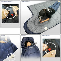 新品未使用寝袋ネイビー-7℃封筒型シュラフスリーピングバッグ紺色キャンプグランピング用寝シュラフ_画像2