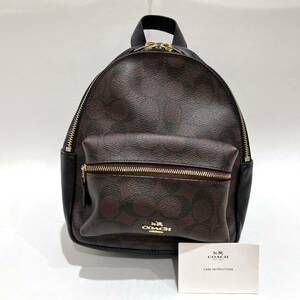 DRM-TA-088 中古品/現状品【COACH コーチ】リュック ブラウン×ブラック系 シグネチャー レディース バッグ ブランドバッグ ミニリュック