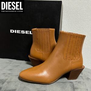 新品 未使用 箱あり★定価42,900円 DIESEL ディーゼル レディース 24cm チェルシーブーツ サイドゴア カーフレザー アンクルブーツ 08