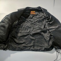 90's Hot Leathers ハーレーダビッドソン ワッペン付き レザーベスト ビンテージ 本革 皮ベスト バイカー ライダースベスト ブラック_画像6