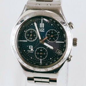 【スイス製】swatch irony スウォッチアイロニー 腕時計 アナログ 3針 青文字盤 シルバー基調 アクセサリー レトロ 時計 とけい トケイ