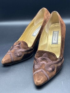 ★GIANNI VERSACE ジャンニ ヴェルサーチ パンプス 靴 シューズ 36 ブラウン ゴールド 刺繍 ヴィンテージ S115
