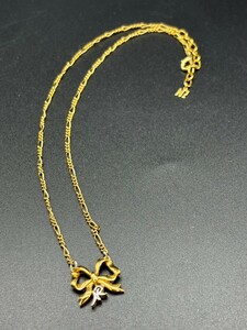 ★ Nina Ricci Ninariche Countrace Accessy Jewelry Jewelry Gold Color Ribbon Motif Vintage Chain S185