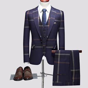 BIa001a new goods men's Czech pattern large pattern navy blue color 2 color development suit 3 point set tuxedo . clothes gentleman wind instrumental music thin outer garment & trousers & the best setup S M-5XL number 