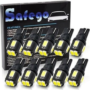 safego T10 LED ホワイト 爆光 ポジションランプ/ルームランプ LED T10 車検対応 12V 2W 10個入