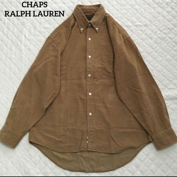 CHAPS Ralph Lauren コーデュロイシャツ ボタンダウンシャツ 長袖シャツ 茶 ブラウン ビッグシルエットシャツ オーバーサイズシャツ 古着