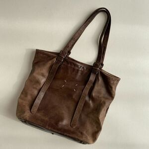 maison martin margiela leather 3way bag Large size マルタンマルジェラ 肩掛け レザートートバッグ ラージサイズ 本革 イタリア製 