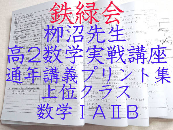 21年課程度対応　鉄緑会　柳沼先生　高2数学実戦講座Ⅰ/Ⅱ　通期講義プリント集　上位クラス　東大　京大　駿台　河合塾　東進　Z会