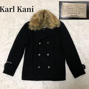 【極美品】Karl Kani カールカナイ　ファーコート　ファー取り外し可　キルティング　pコート　XL 黒