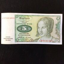 World Paper Money GERMANY FEDERAL REPUBLIC 5 Deutsche Mark【1960】_画像1