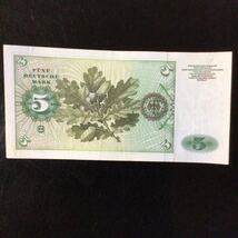 World Paper Money GERMANY FEDERAL REPUBLIC 5 Deutsche Mark【1960】_画像2