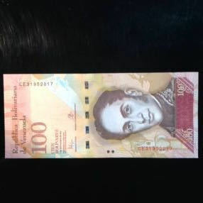 World Paper Money VENEZUELA 100 Bolivares【2015.Nov.5】