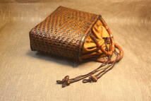 自然竹編み上げカゴバック　 手作り藤バックバスケット　ナチュラル買い物カゴ　収納バッグ _画像3