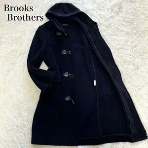 1円【美品】ブルックスブラザーズ Brooks Brothers ダッフルコート ヘリンボーン ムーアブルック フード付 ウール 英国製 紺 ネイビー M