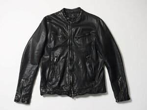 MEN'S BIGI　メンズビギ　ライダースジャケット　正規品　サイズ4　洗い加工　スタンドシングル　羊革　ラムレザー　レザージャケット　