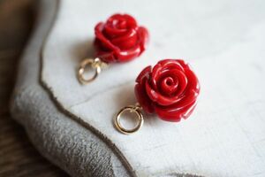 [ hoop for charm ]K14GF740 rose .. red charm 1 pair / hoop earrings * hoop earrings * earrings * pendant * earrings charm 