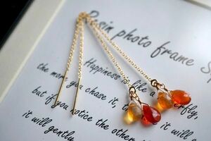 K14GF american earrings 2036 Mexico fire - opal chain earrings natural stone * Power Stone 