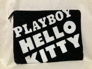 PLAYBOY×HELLO KITTY プレーボーイ×ハローキティー クラッチバッグ/ポーチ 黒/白 中古品