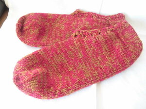 K 手編み　毛糸靴下/　約23～約24cm/　冬は温か　足の冷え解消 /　ハンドメイド