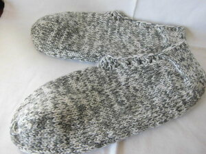H 手編み　毛糸靴下/　約23～約24cm/　冬は温か　足の冷え解消 /　ハンドメイ