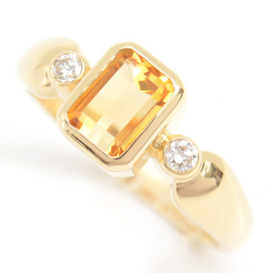 tasaki ring lady's citrine diamond te The Yinling g13 number D0.08ct yellow gold TASAKI K18 used 