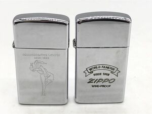 0104-018S⑨5537佐川　ライター ZIPPO ジッポー COMMEMORATIVE LIGHTER 1932-1982 / WORLD FAMOUS 2点まとめ 喫煙具 着火未確認