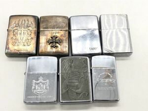 0104-025S⑨5544佐川　ライター ZIPPO ジッポー ドラゴン クロス LARK ハワイ マンモス 他 7点まとめ 喫煙具 着火未確認